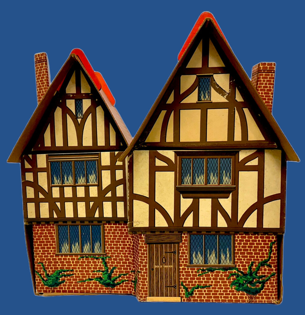 Exterior view of the Meccano Dolly Varden doll's house, showing its half-timbered, half-brick design.