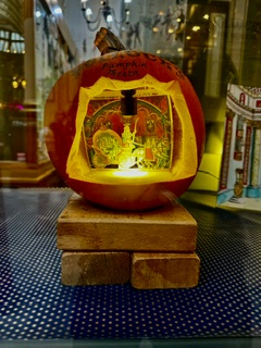 Toy theatre inside a pumpkin